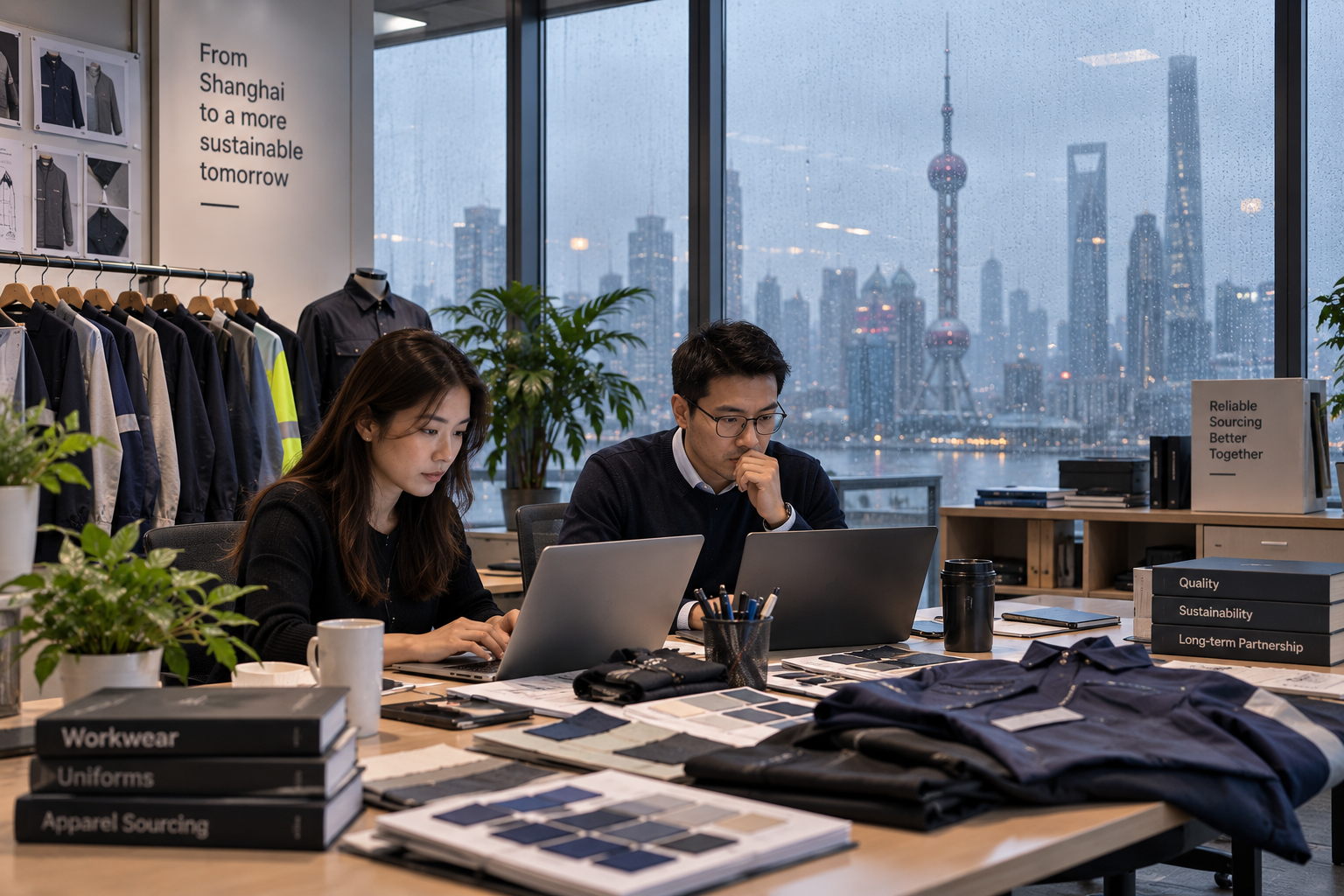 Garment manufacturing lines and quality inspection in Shanghai