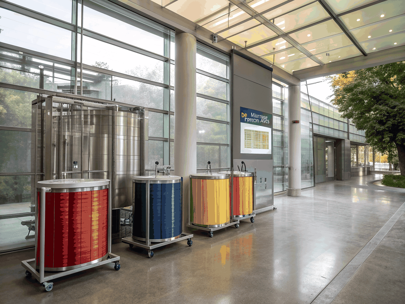 Industrial automated dyeing facility with integrated water recovery chambers