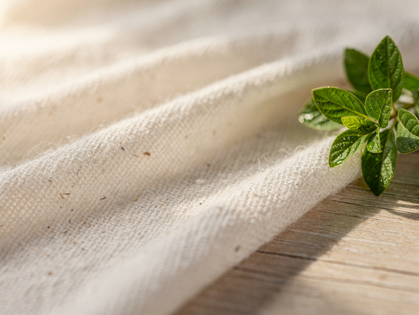 Clean tactile rolls of certified organic cotton and recycled nylon weaves